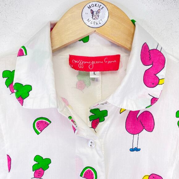 Mary Marshmallow White and Pink Notched Collar Mini Dress - Picture 2 of 9